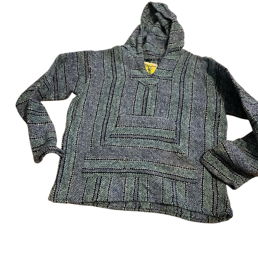 Cozy‎ Gray and Green Sweater with Striped Design